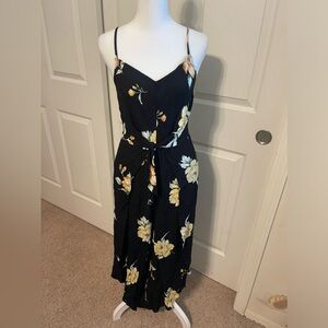 Tropical print ladies split leg romper